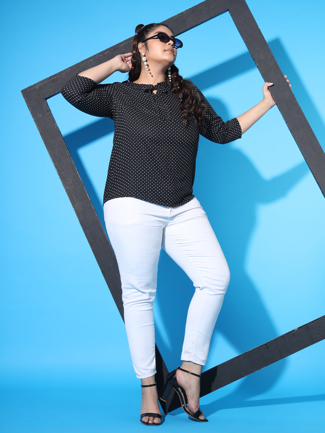 Austivo Casual Graphic Print Women Black Top