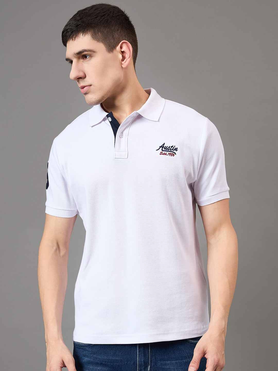 Austin Wood Men's Half Sleeves Polo Neck T-shirt