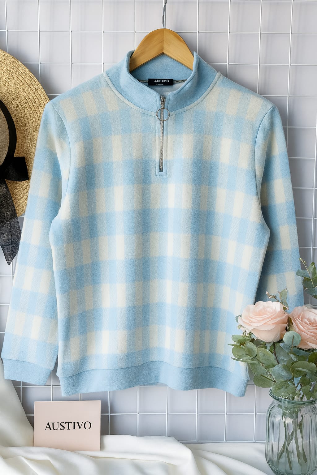 Austivo Women Colour Block High Neck Cardigan