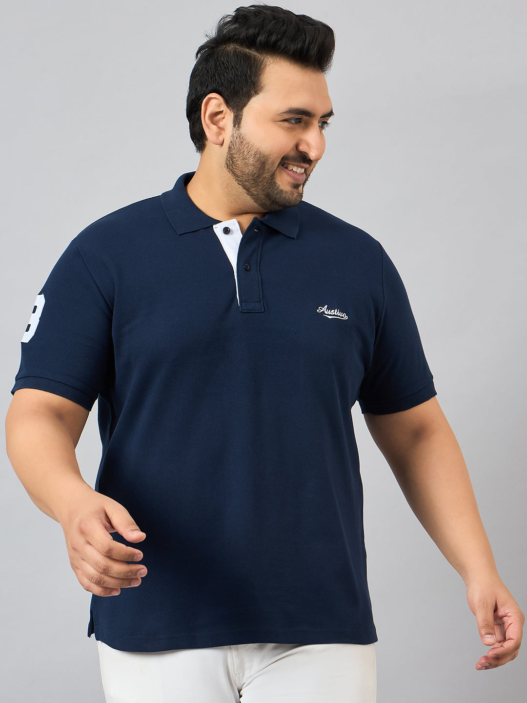 Austivo Men's Half Sleeves Polo Neck T-shirt