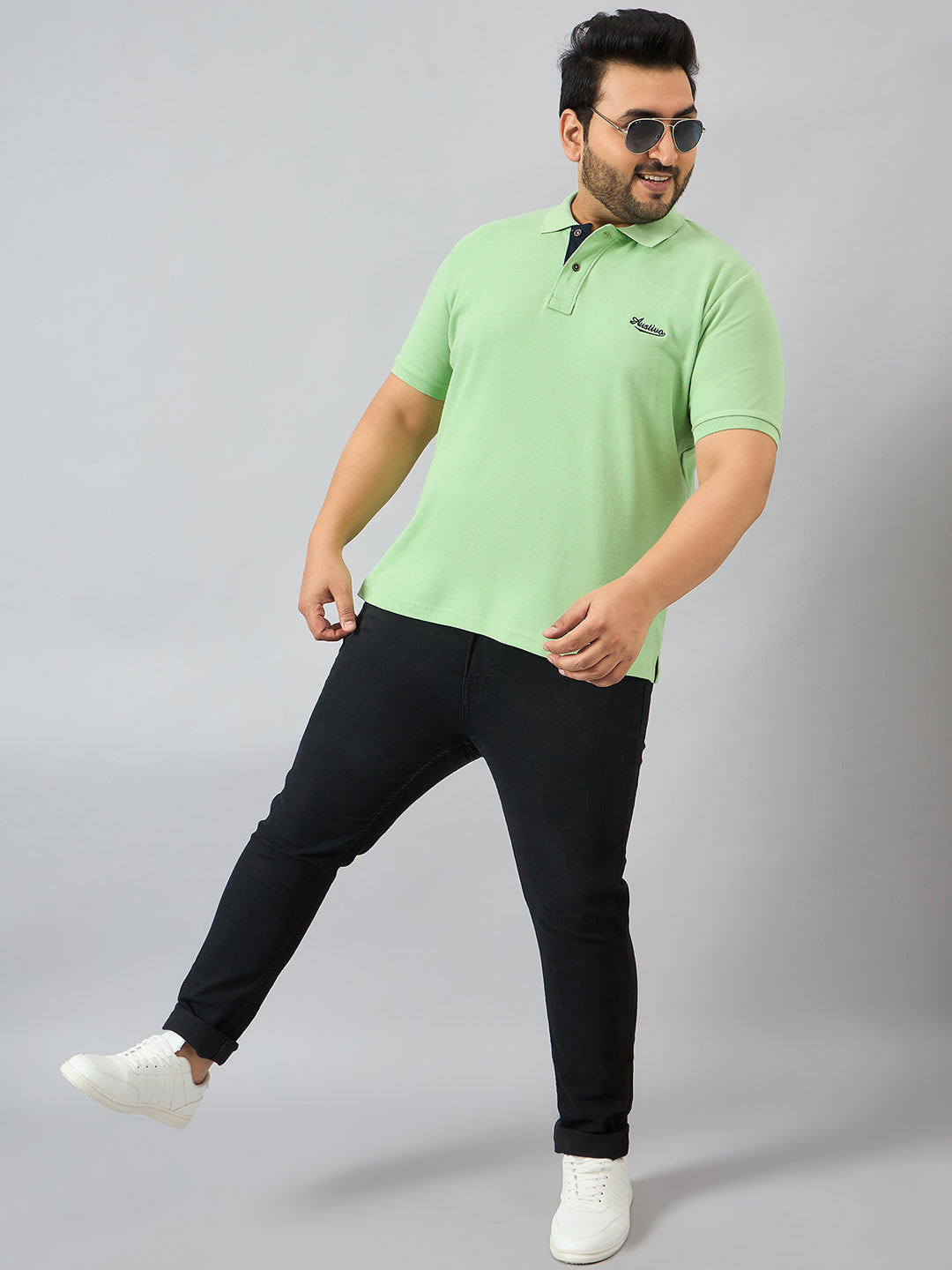 Austivo Men's Half Sleeves Polo Neck T-shirt