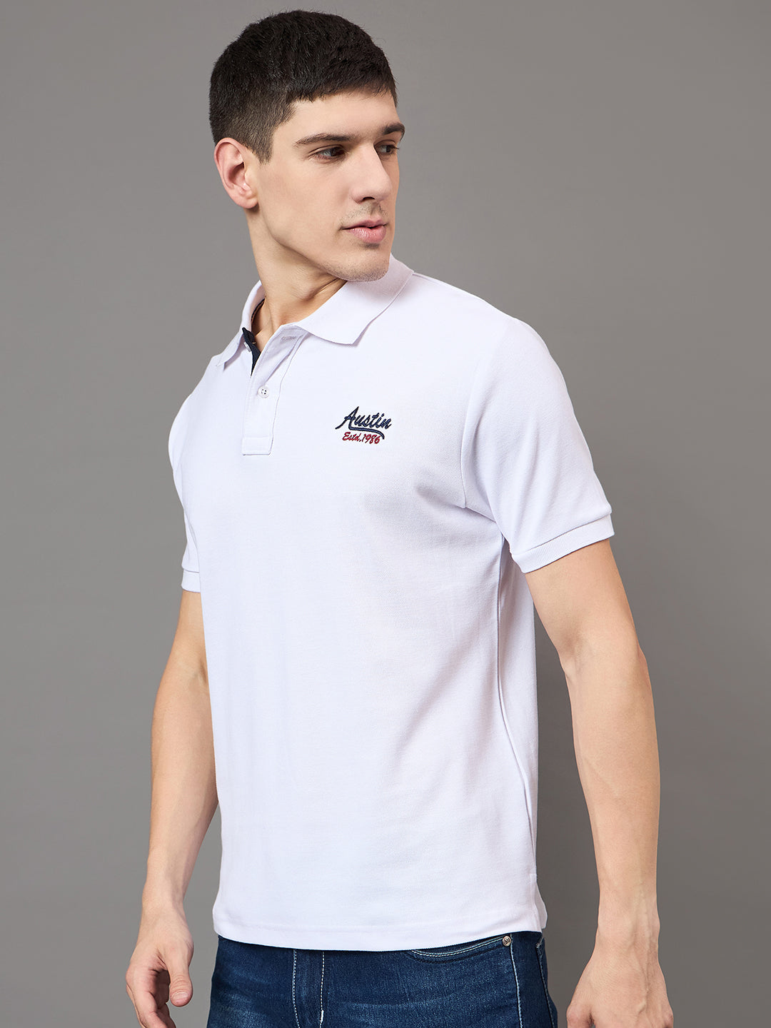 Austin Wood Men's Half Sleeves Polo Neck T-shirt