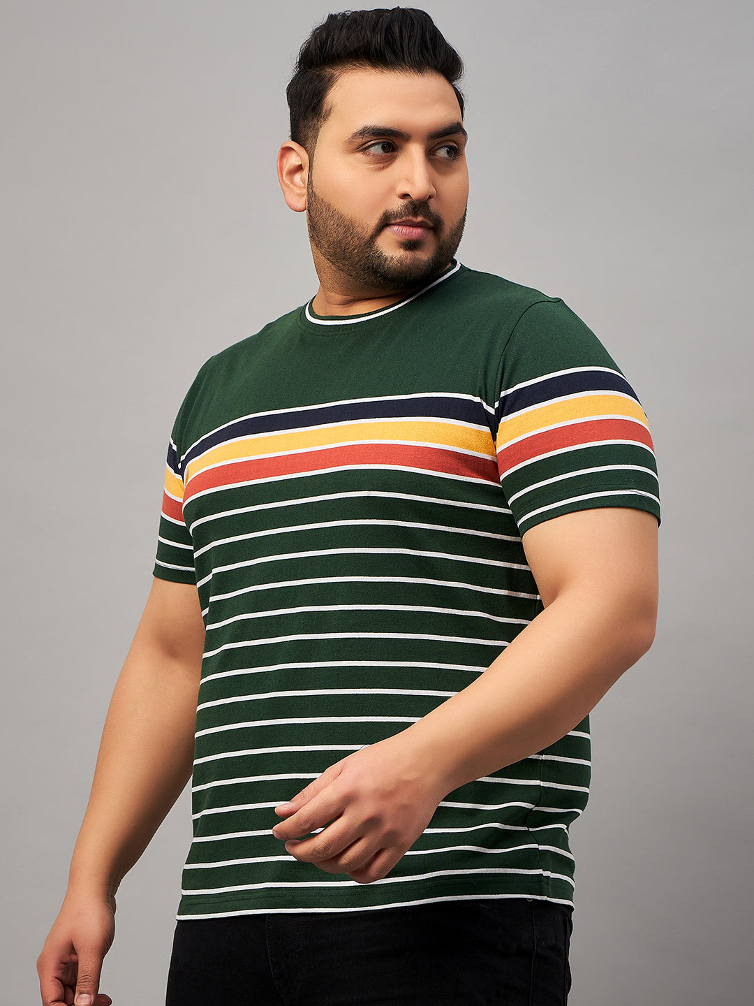 Austivo Striped Men Round Neck Multicolor T-Shirt
