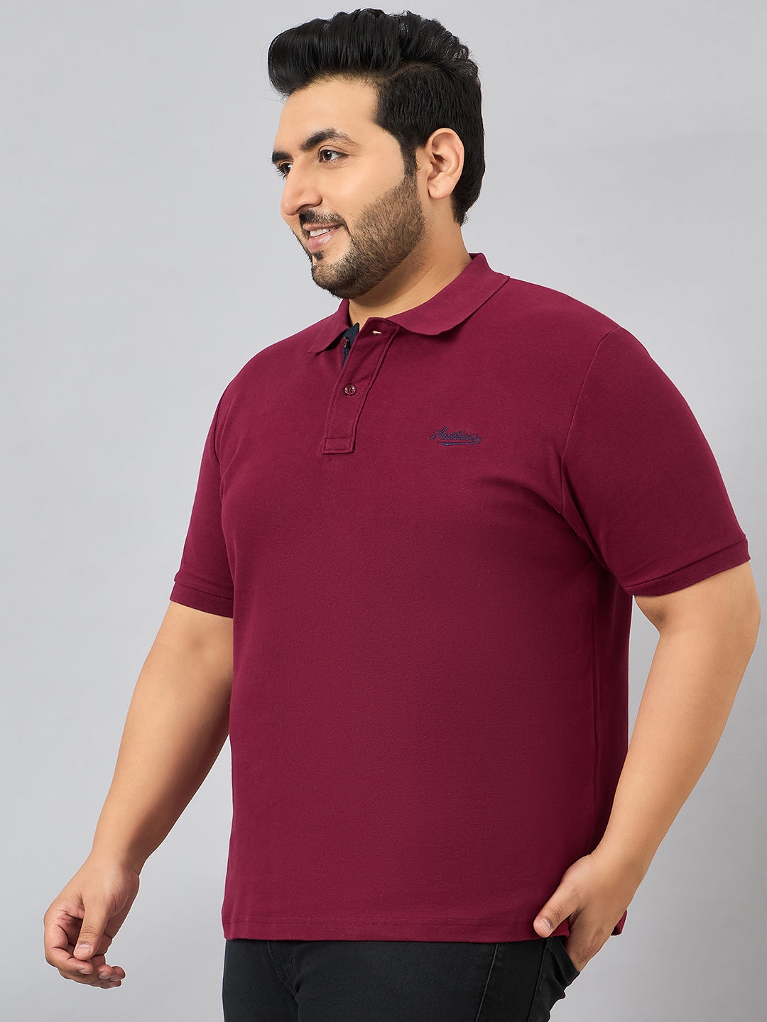 Austivo Men's Half Sleeves Polo Neck T-shirt