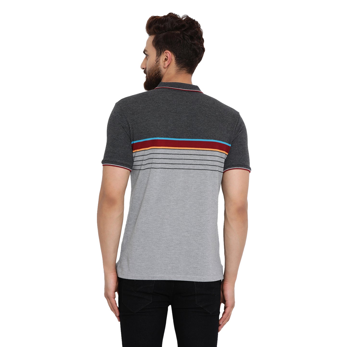 Grey Striper Polo T-shirt 3XL / Grey / cotton blend