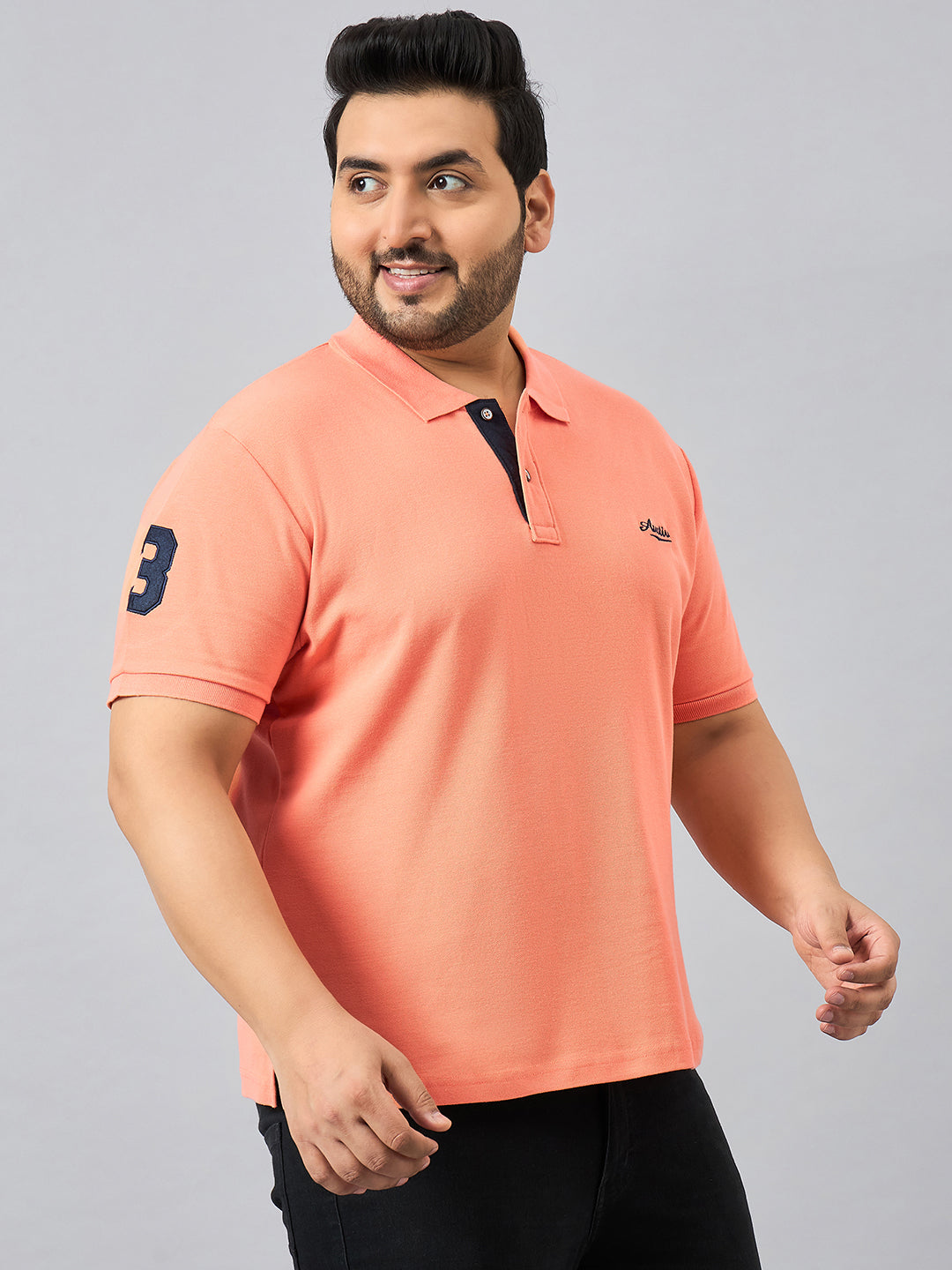 Austivo Men's Half Sleeves Polo Neck T-shirt