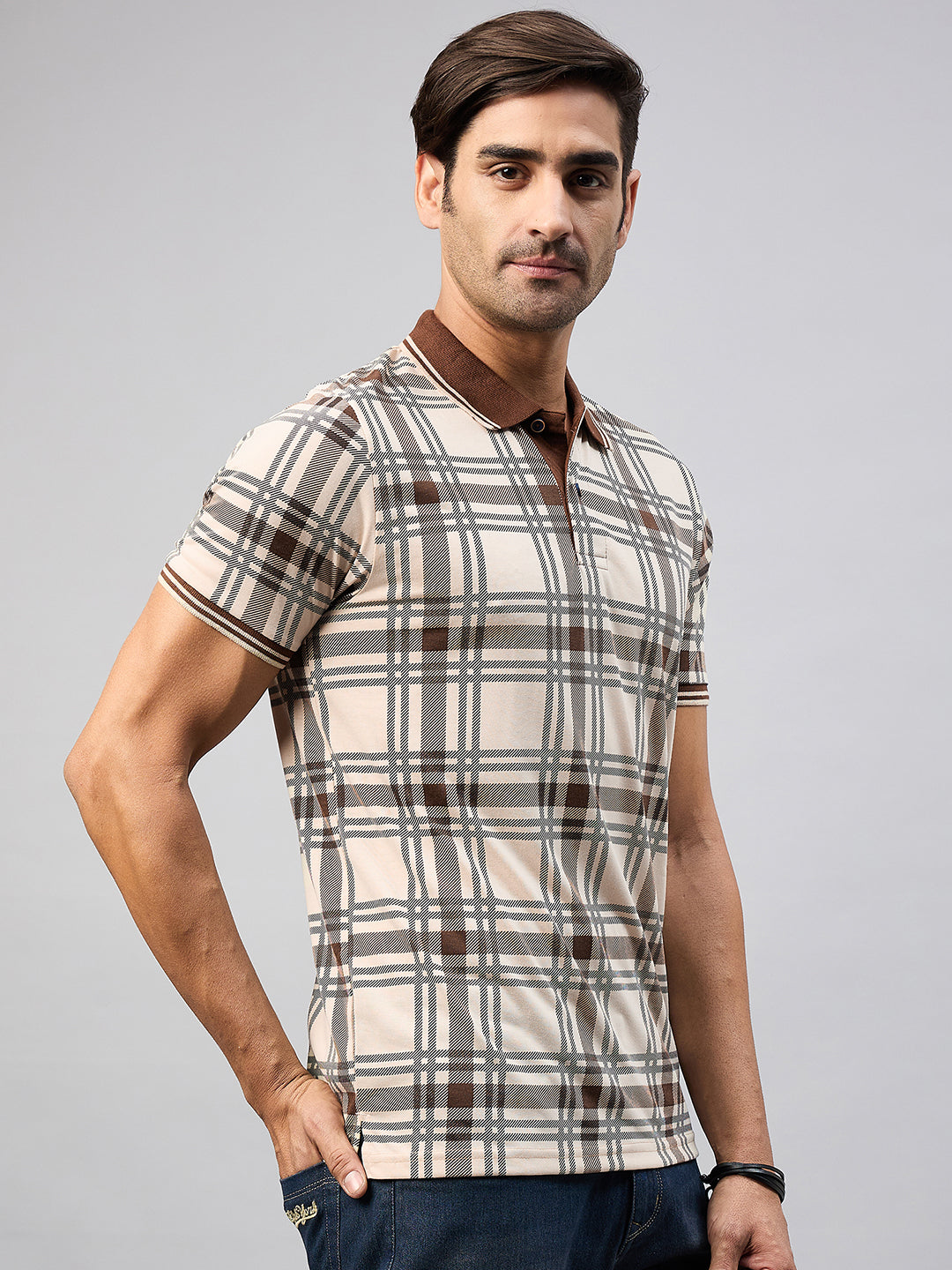 Austin Wood Men's Half Sleeves Polo Neck T-shirt