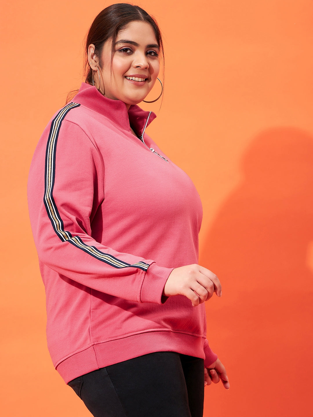 Austivo Women Colour Block High Neck Sweatshirt