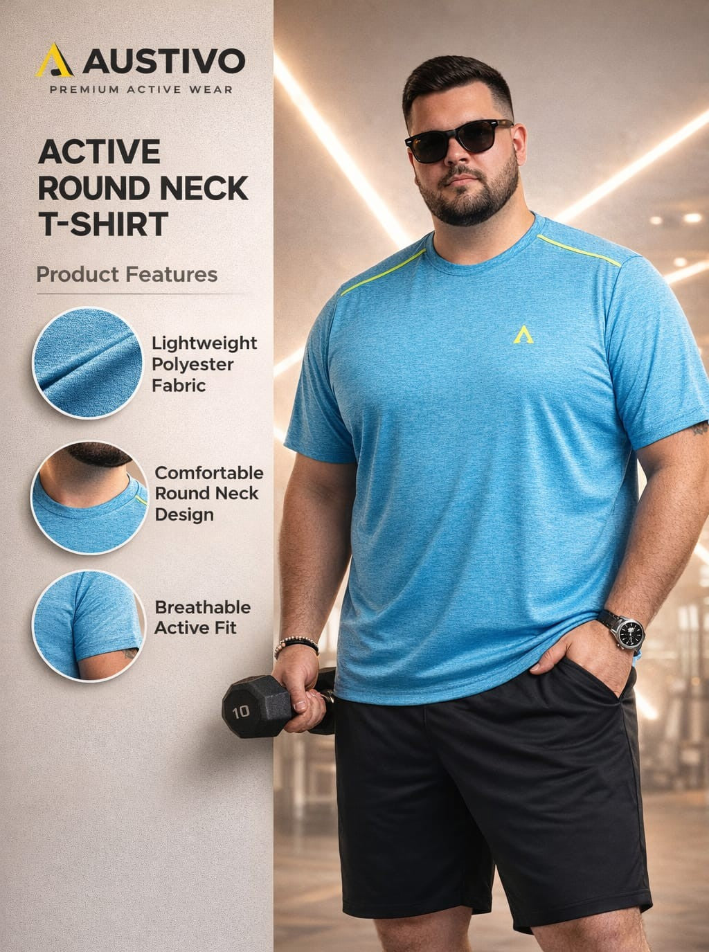 Austivo Men's Active Wear T-shirt (