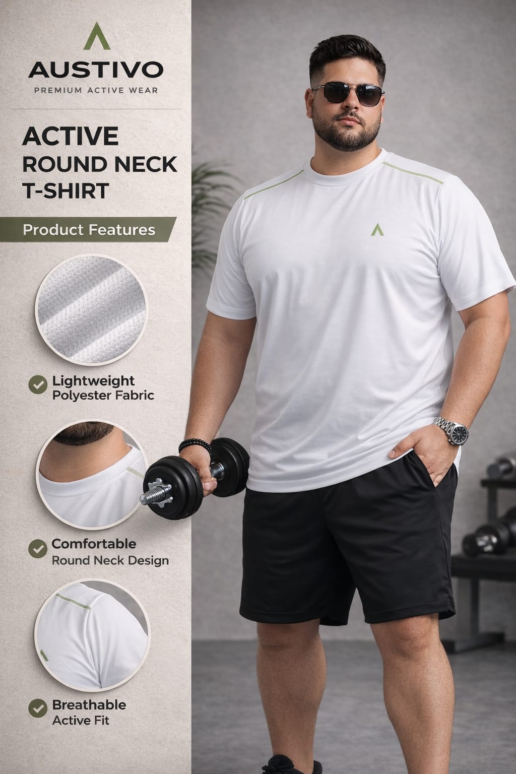 Austivo Men's Active Wear T-shirt