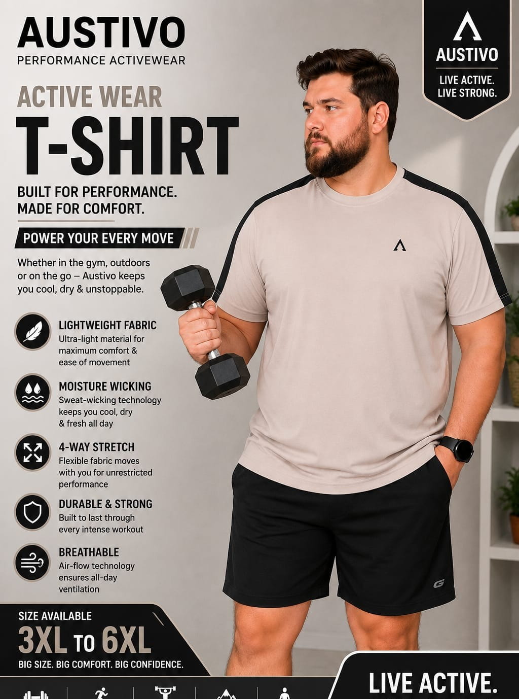 Austivo Men's Active Wear T-shirt