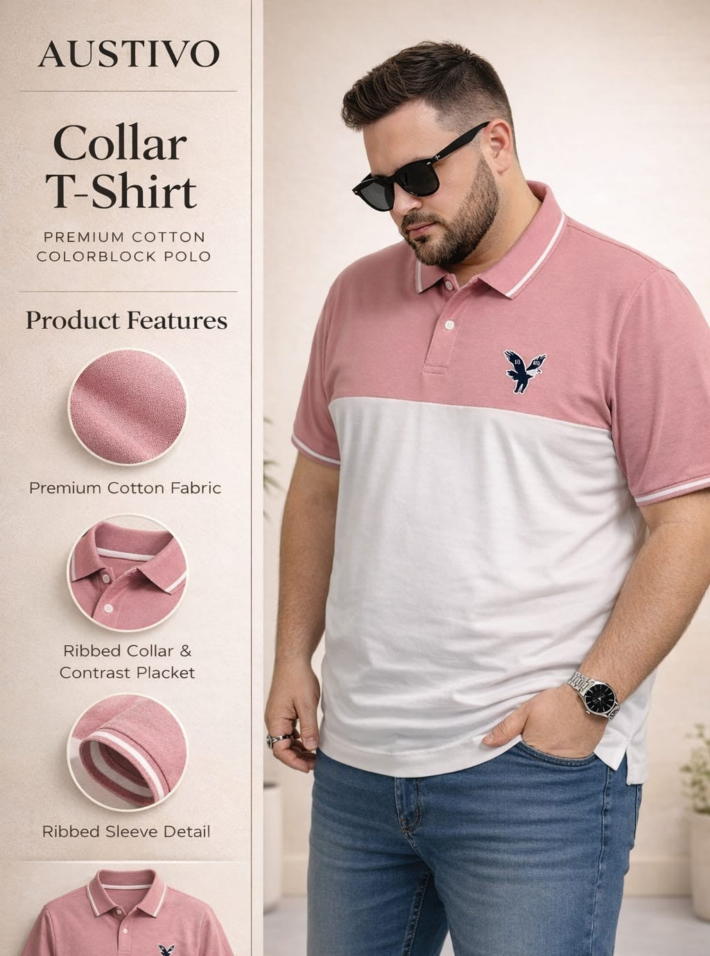 Austivo Men's Polo Neck T-shirt