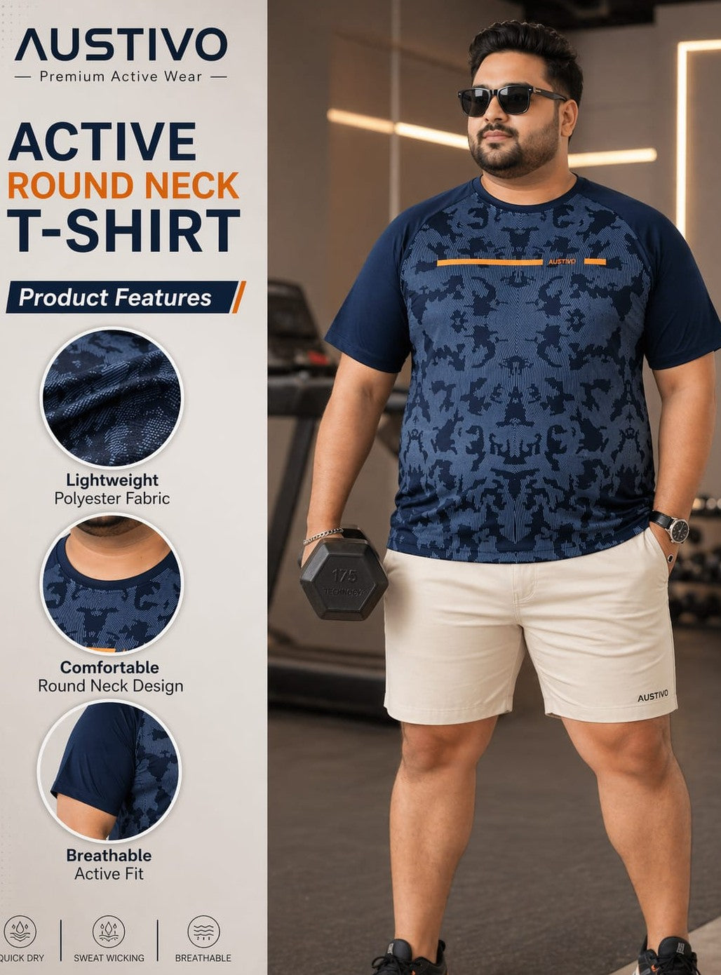 Austivo Men's Active Wear T-shirt
