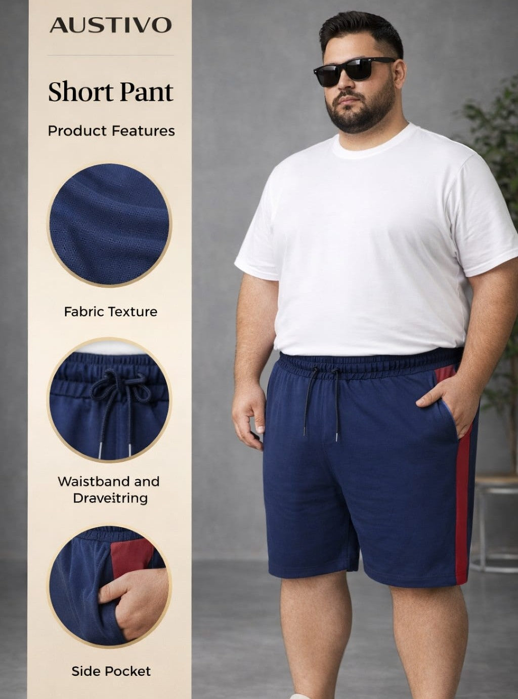AUSTIVO Men’s Plus Size Shorts