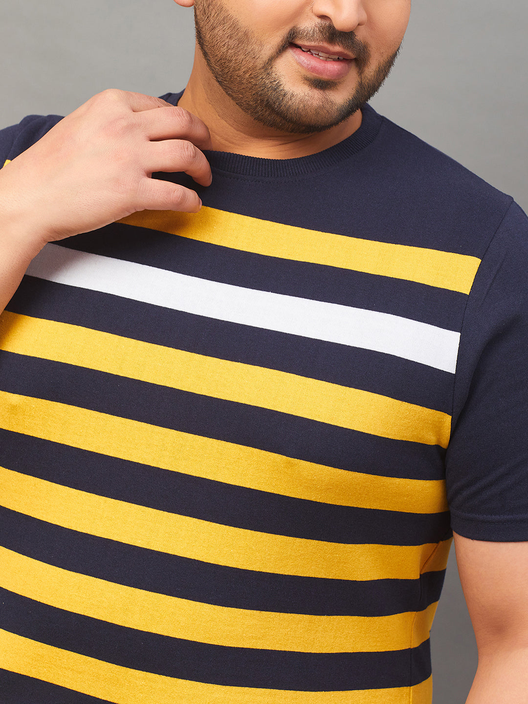 Austivo Striped Men Round Neck Multicolor T-Shirt