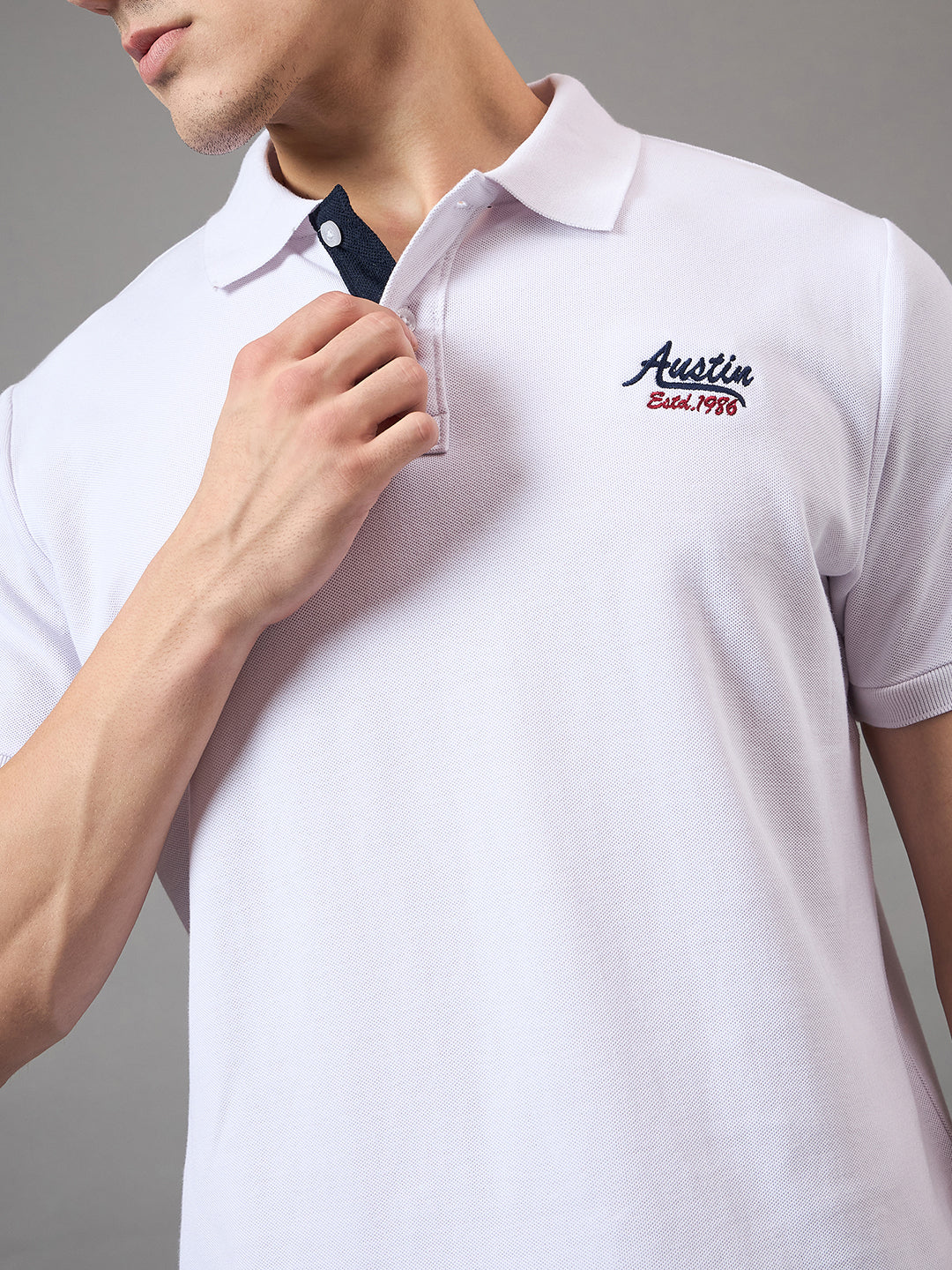Austin Wood Men's Half Sleeves Polo Neck T-shirt