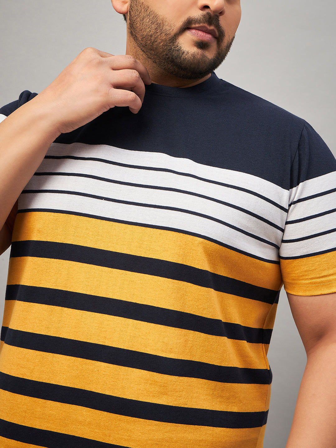 Austivo Striped Men Round Neck Multicolor T-Shirt