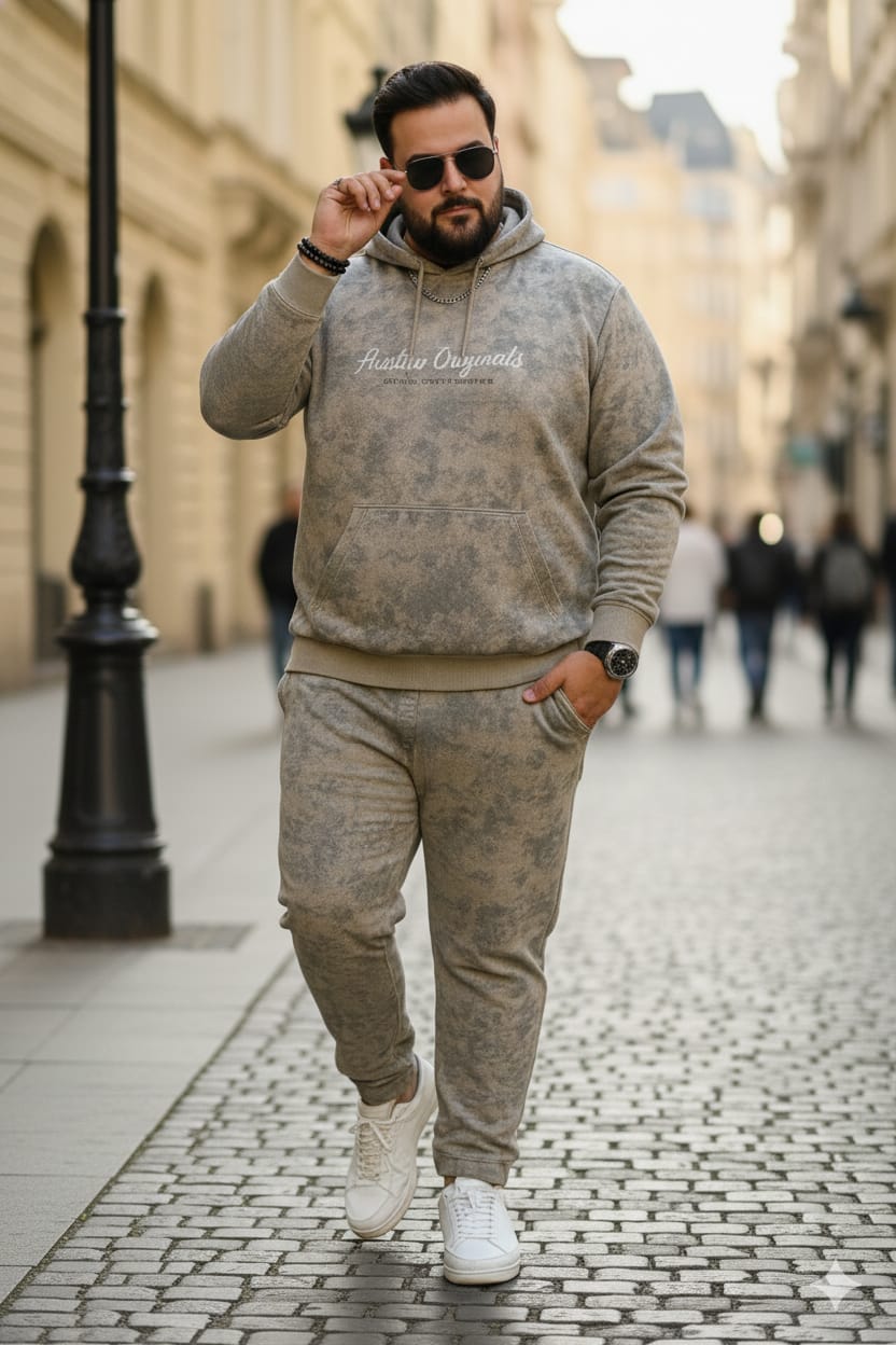 Austivo Plus Size Men's Co-ord Set