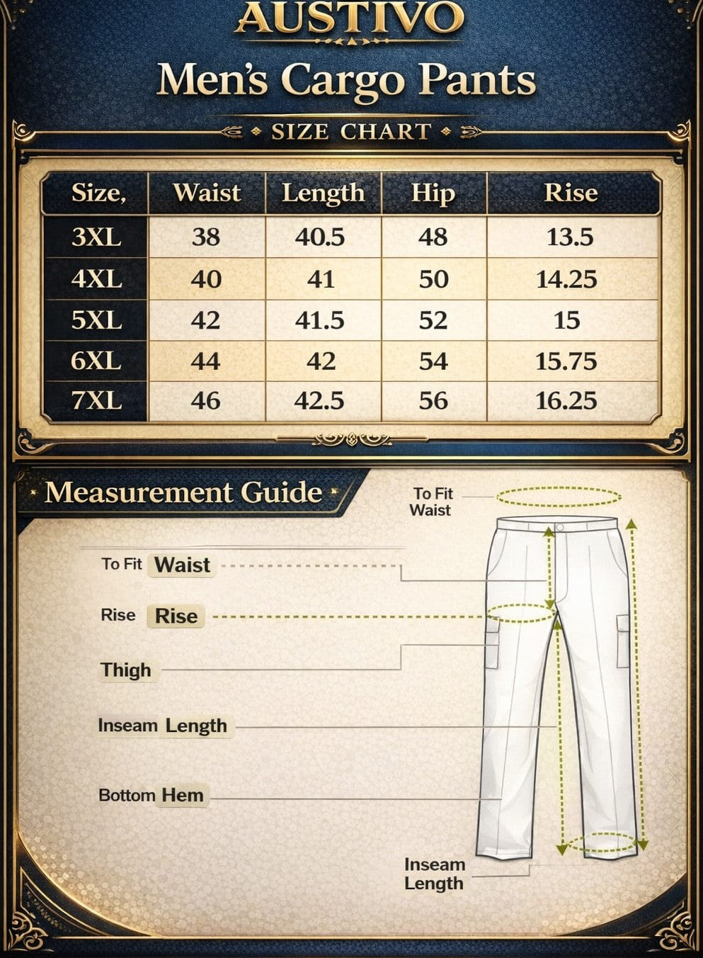 AUSTIVO Men’s Plus Size Cargo Pants