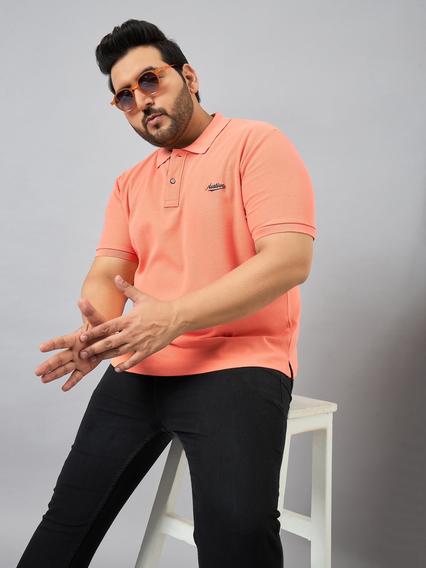 Austivo Men's Half Sleeves Polo Neck T-shirt