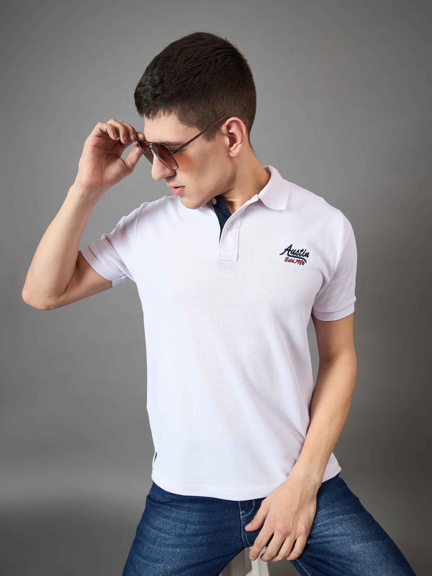 Austin Wood Men's Half Sleeves Polo Neck T-shirt