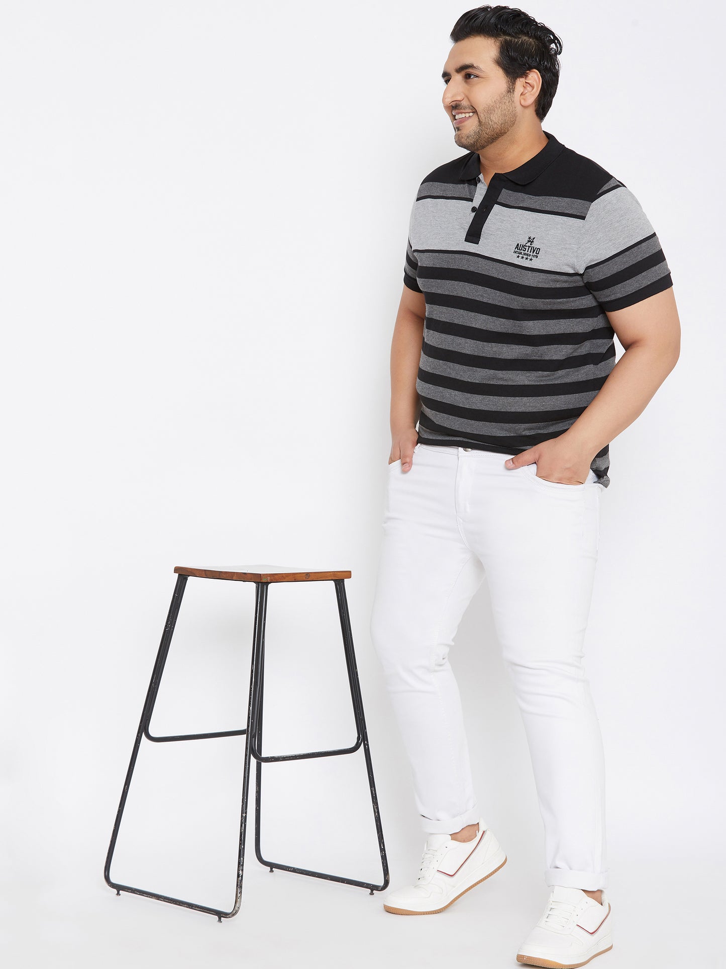 Austivo Men's Half Sleeves Polo Neck T-shirt