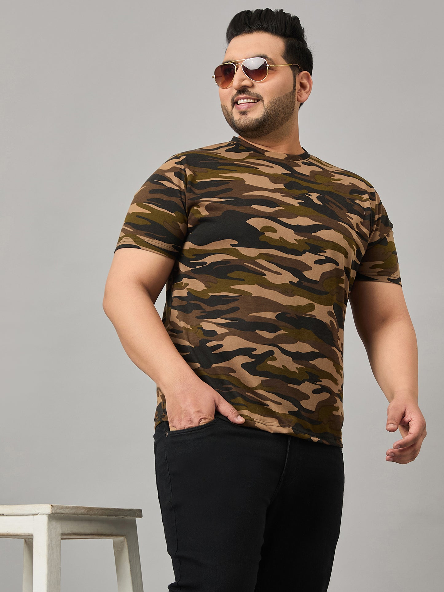 Austivo Printed Men Round Neck Multicolor T-Shirt