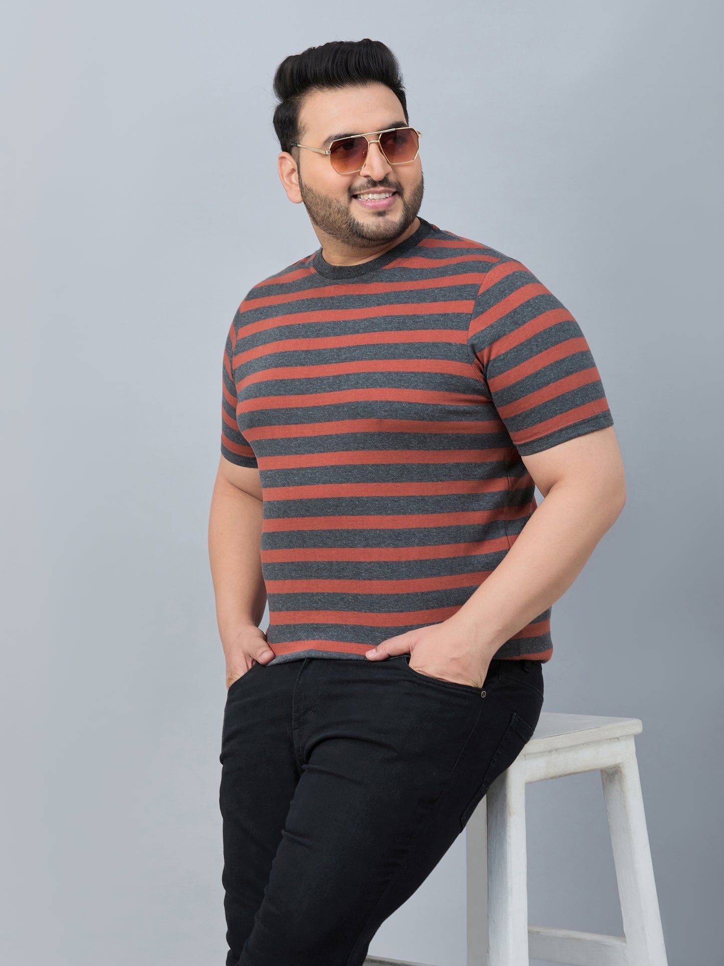 Austivo Men Round Neck Multicolor T-Shirt