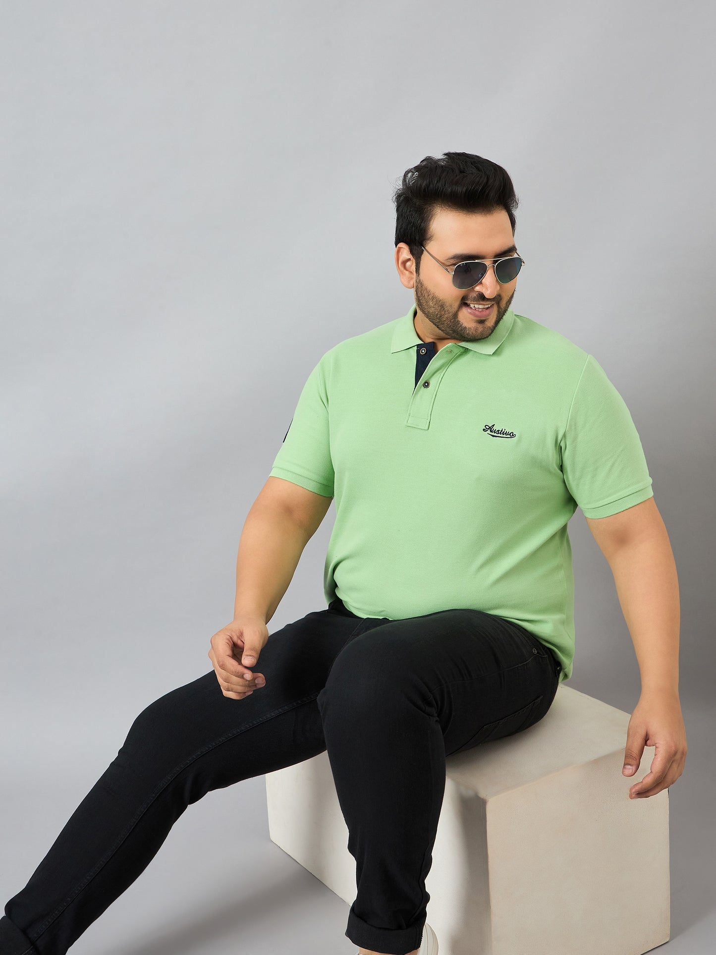 Austivo Men's Half Sleeves Polo Neck T-shirt