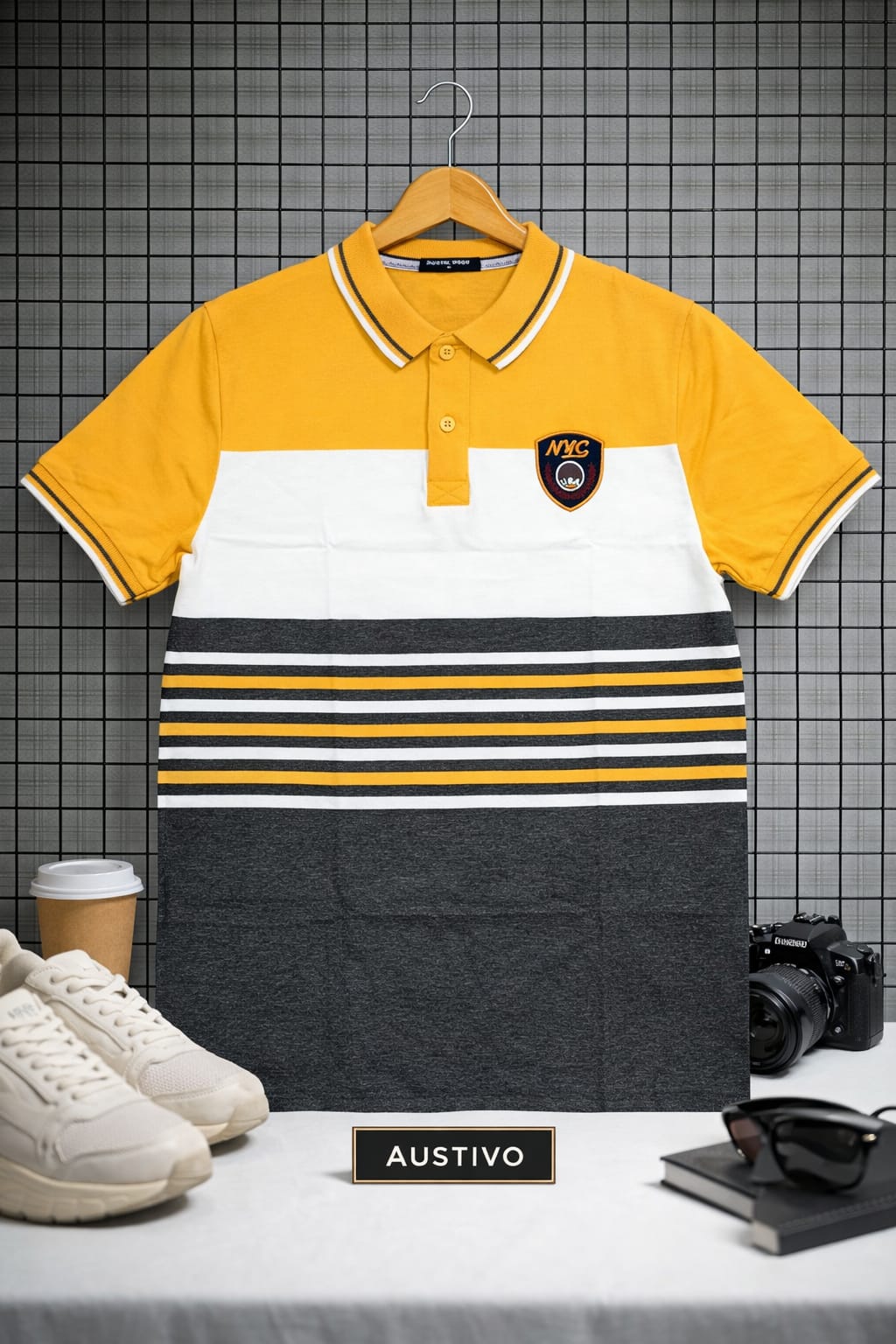 Yellow Stripers Polo T-shirt