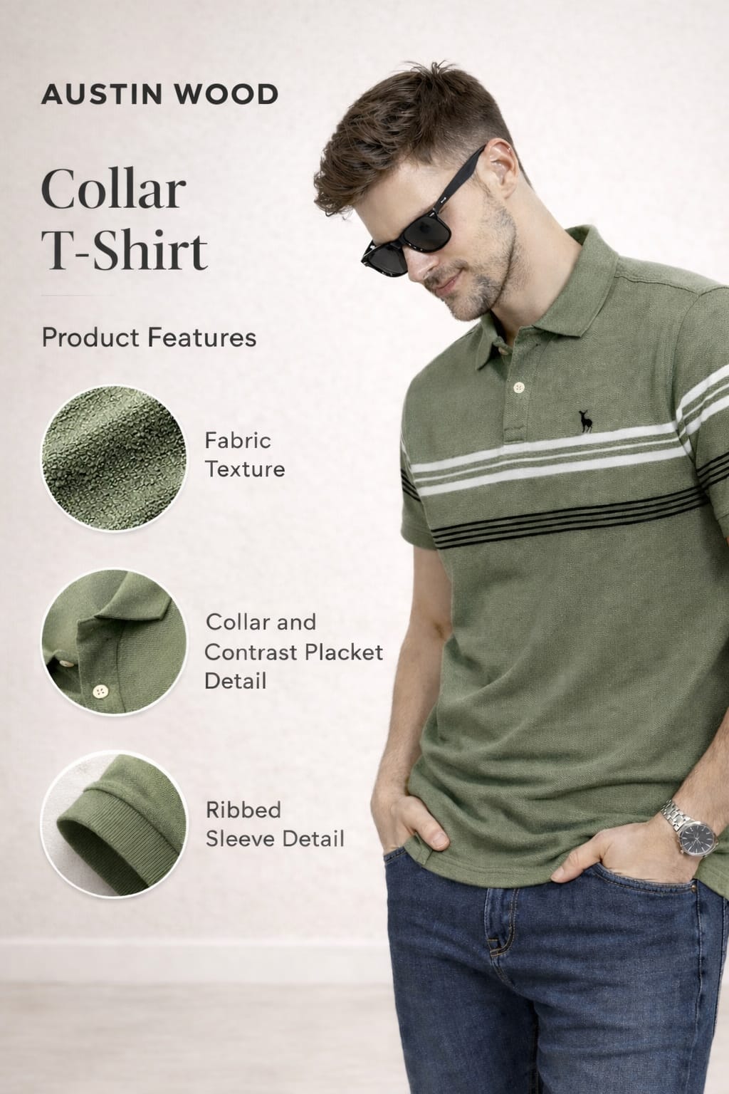 Austin Wood Solid Polo T-shirt