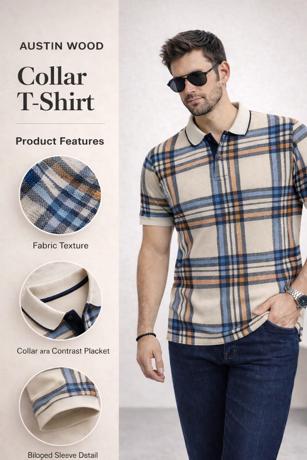 Austin Wood Printed Polo T-shirt