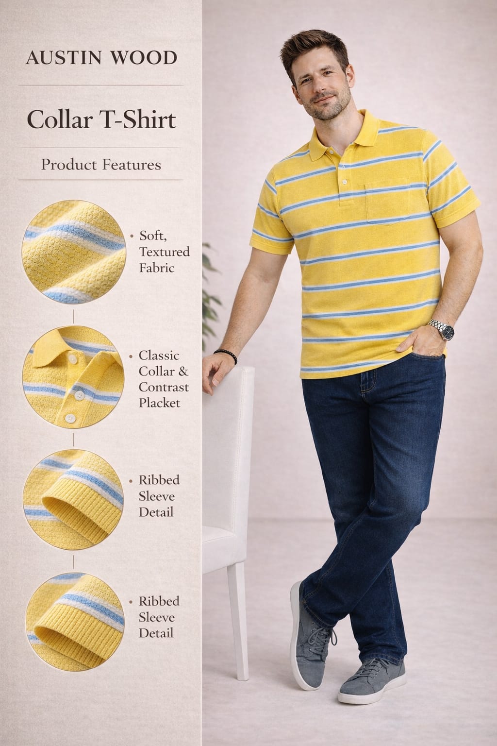Austin Wood Pocket Polo T-shirt