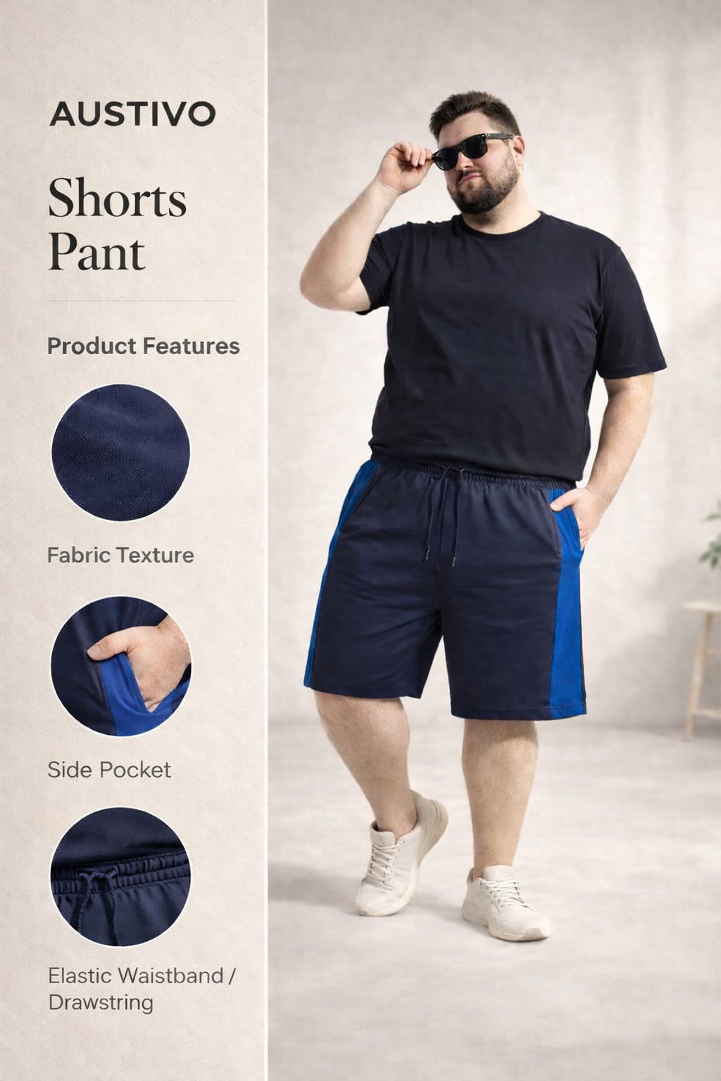 AUSTIVO Men’s Plus Size Shorts