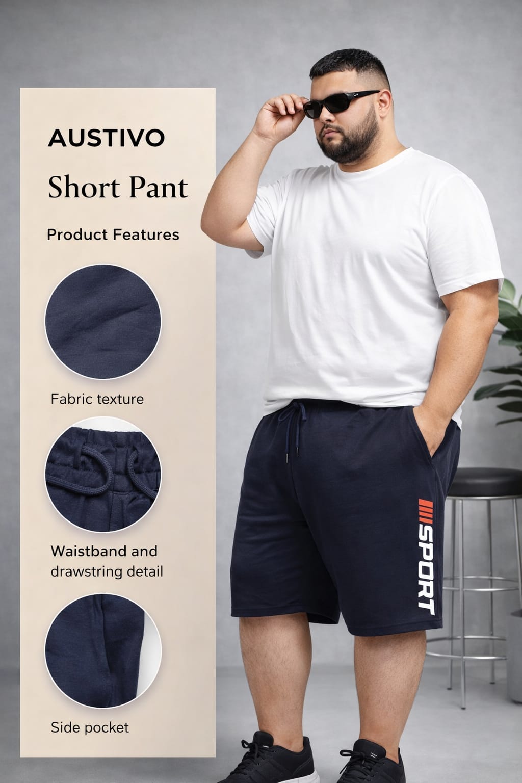 AUSTIVO Men’s Plus Size Shorts