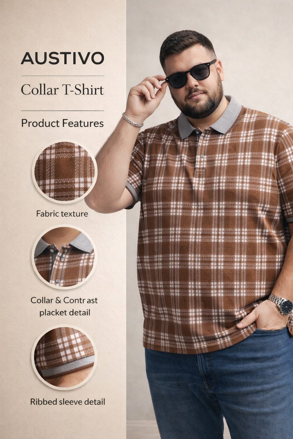 Austivo Men's Polo Neck T-shirt