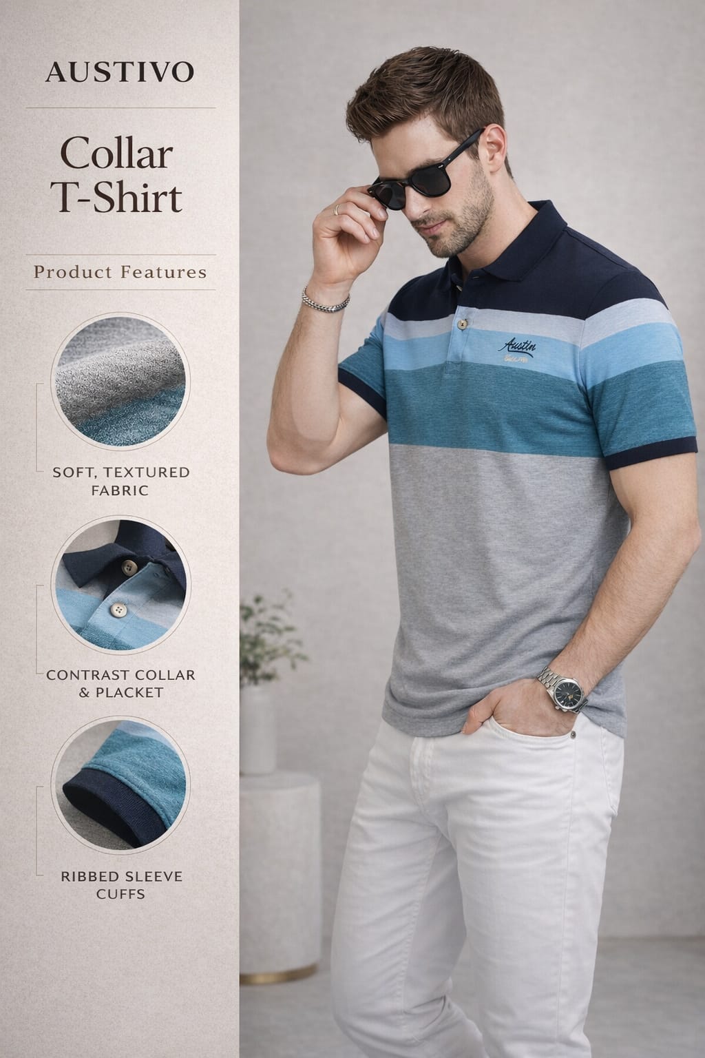 Austin Wood Men's Half Sleeves T-shirt