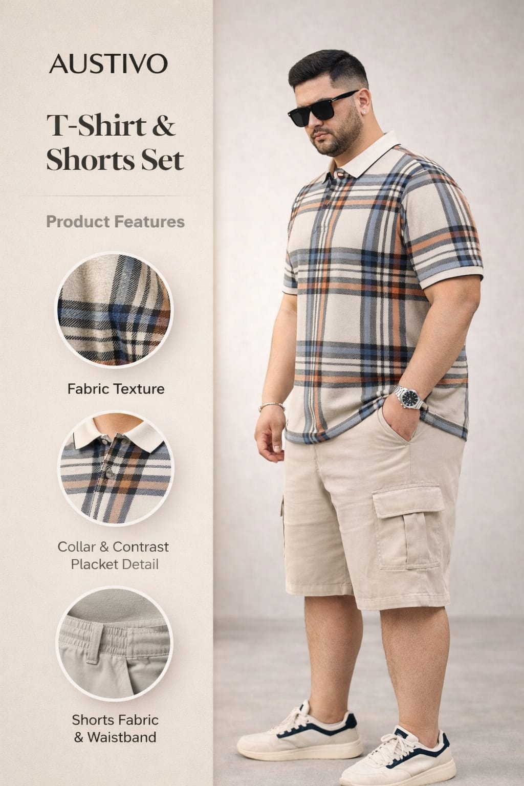 Men's Plus Size Summer Co-ord Set