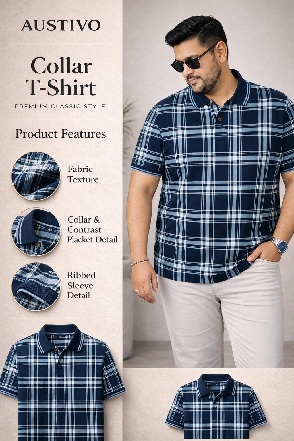 Austivo Men's Polo Neck T-shirt