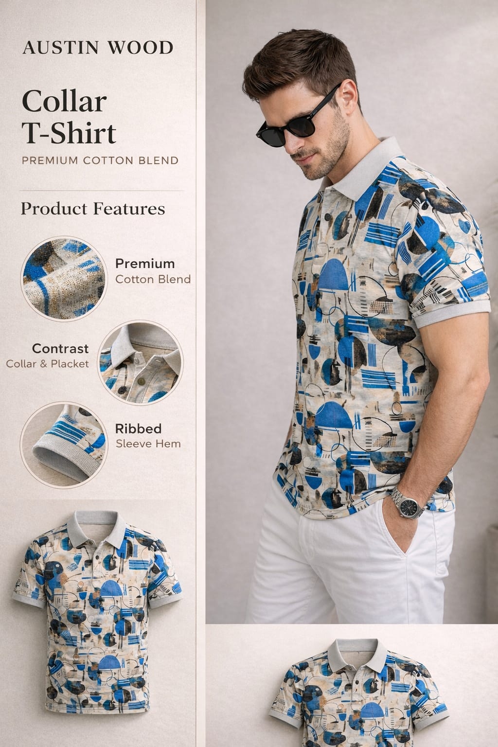 Austin Wood Solid Polo T-shirt