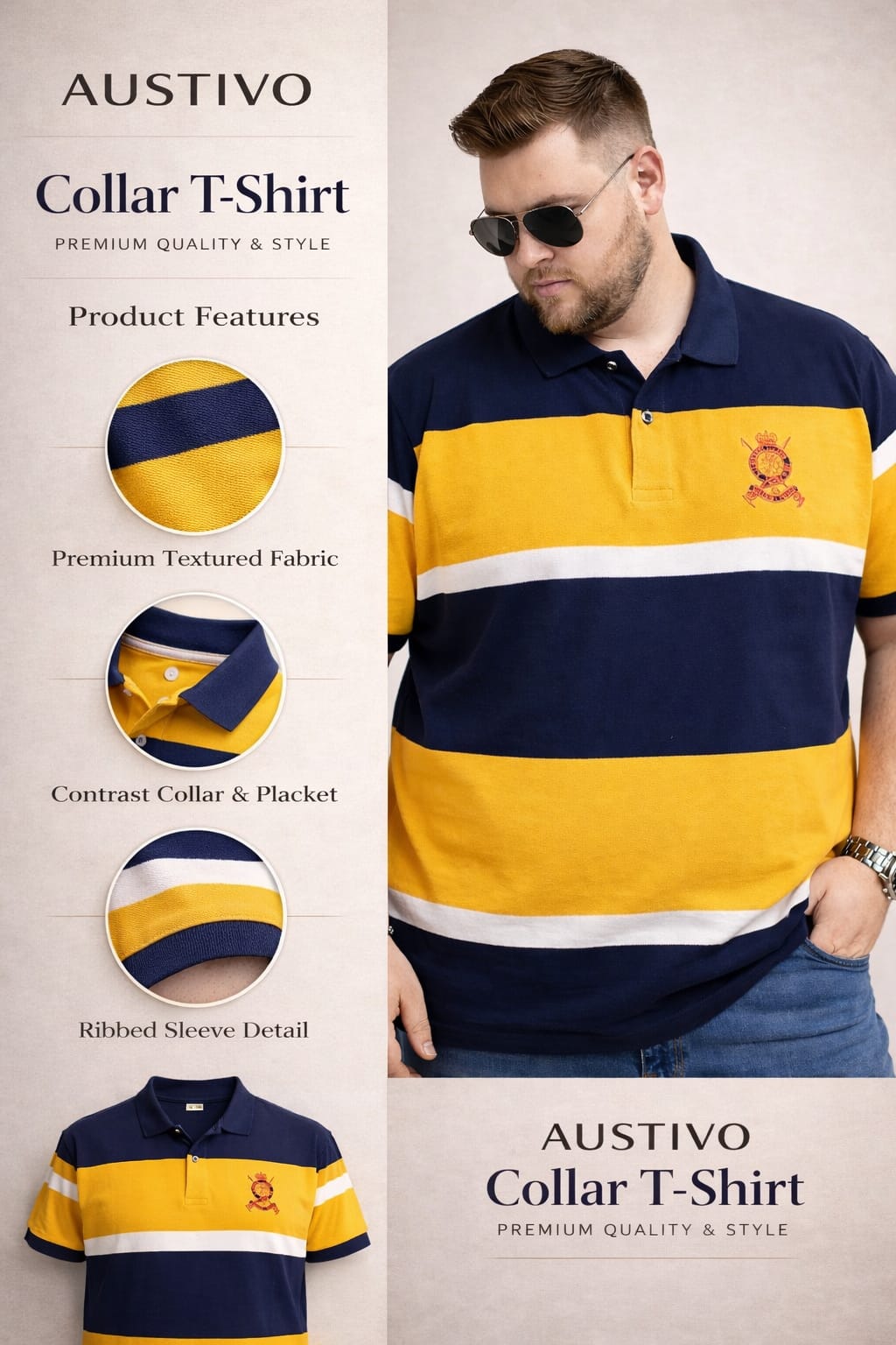 Austivo Men's Polo Neck T-shirt