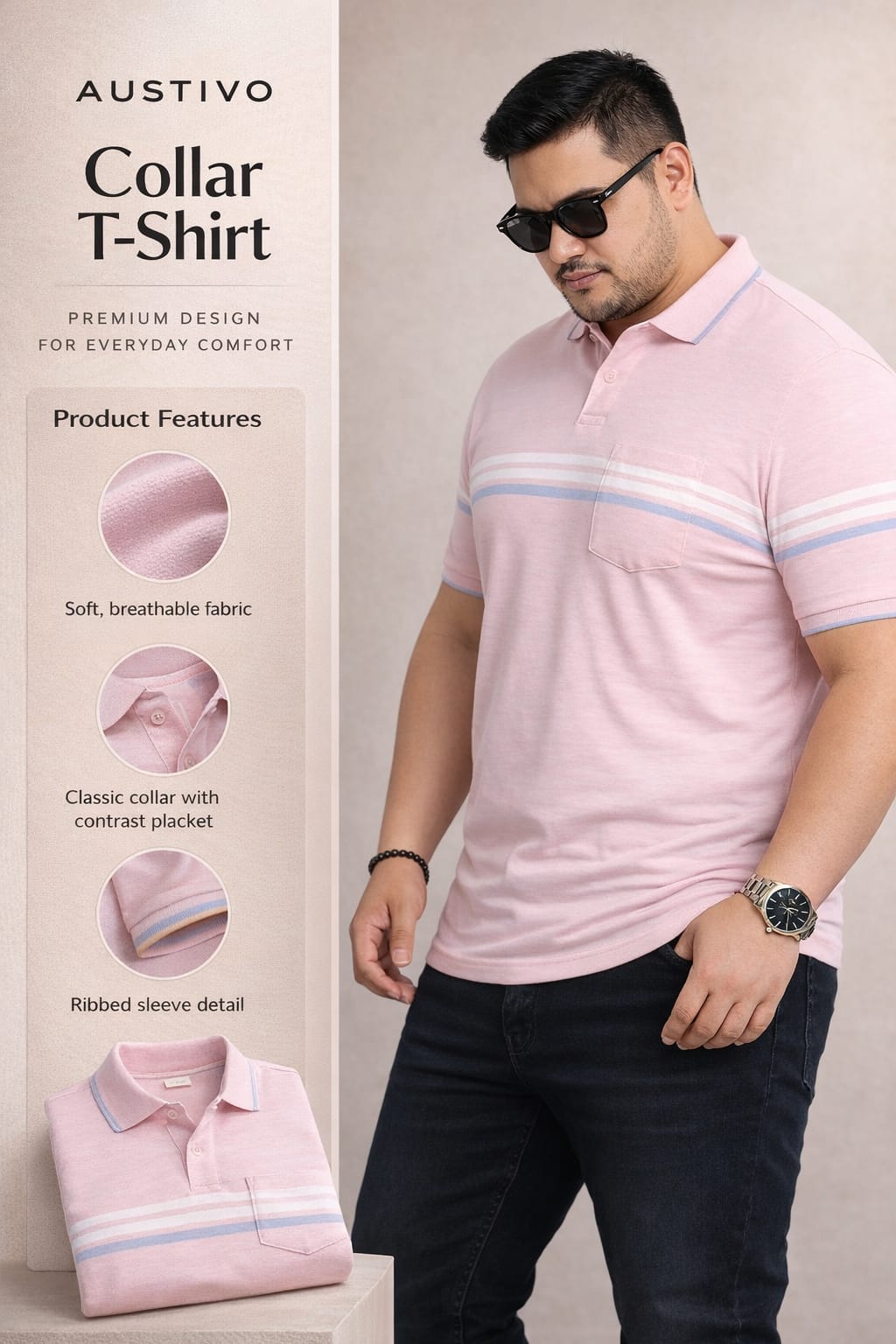 Austivo Men Polo Neck Multicolor T-Shirt