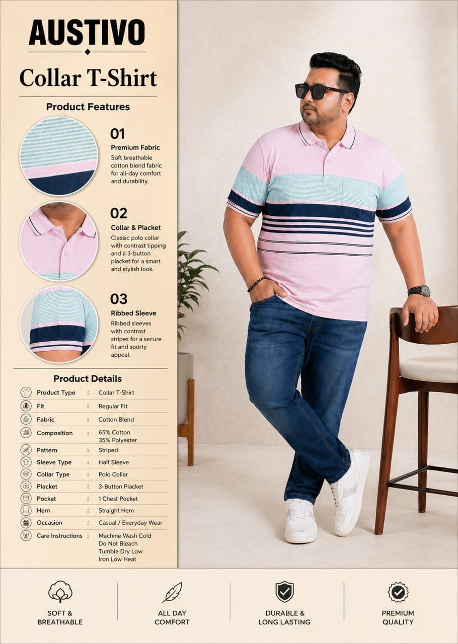 Austivo Men's Polo Neck T-shirt