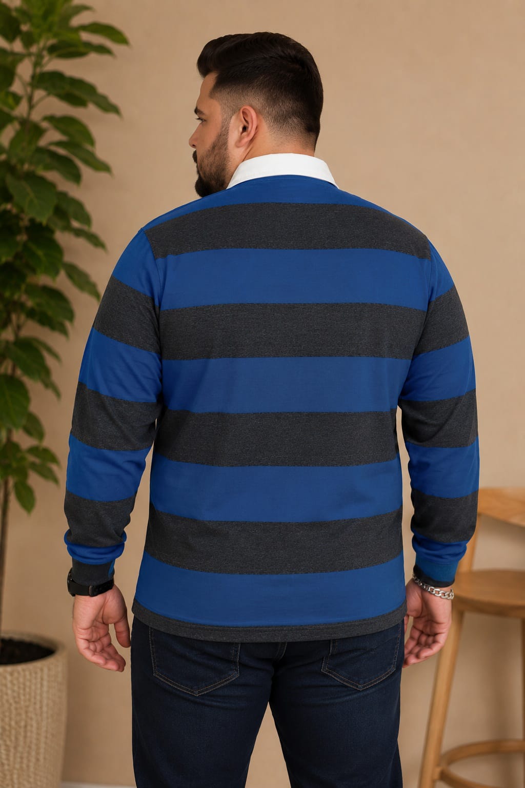 AUSTIVO Men's Plus Size Full Sleeve Polo Neck T-Shirt