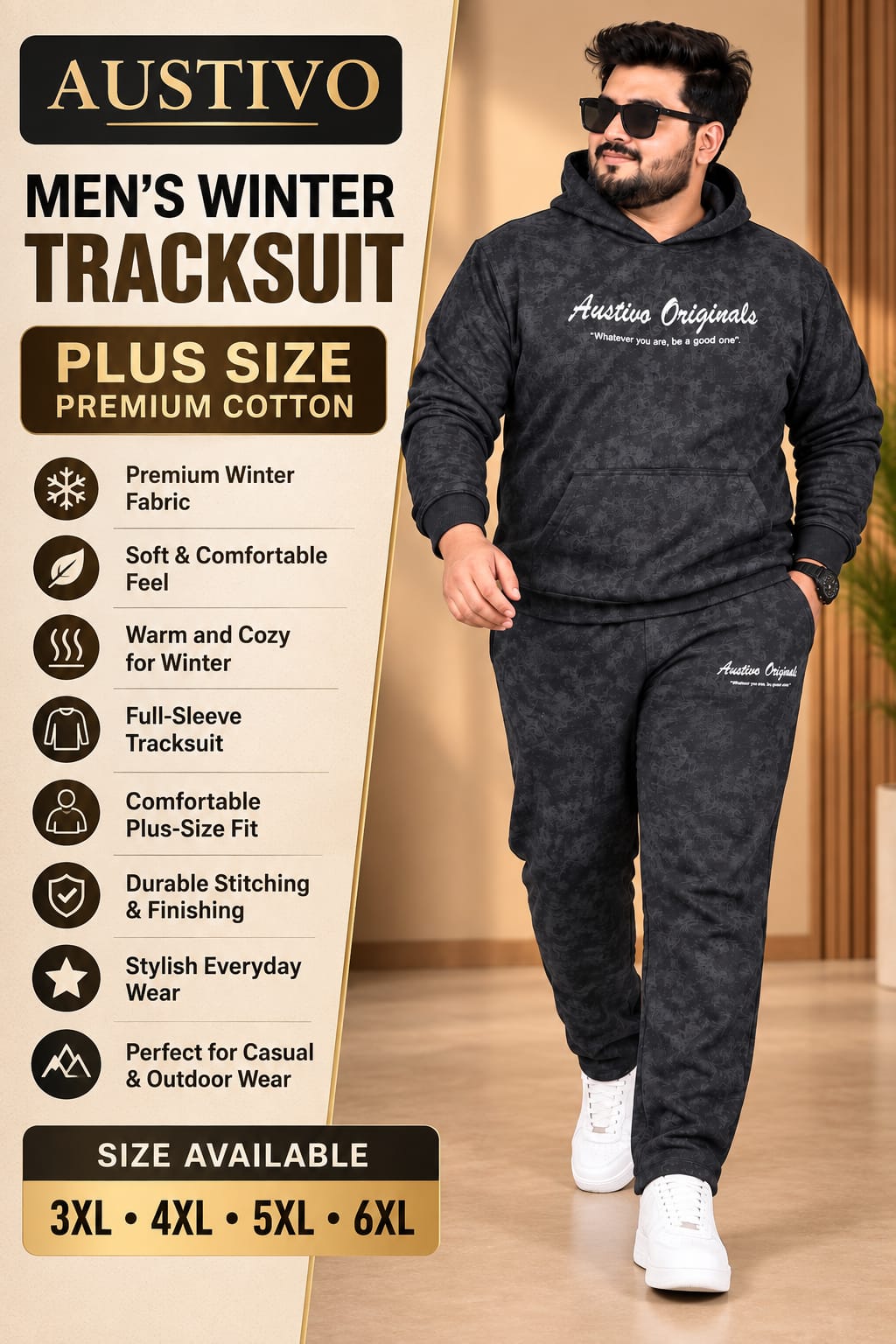 Austivo Plus Size Men's Winter Track Suit