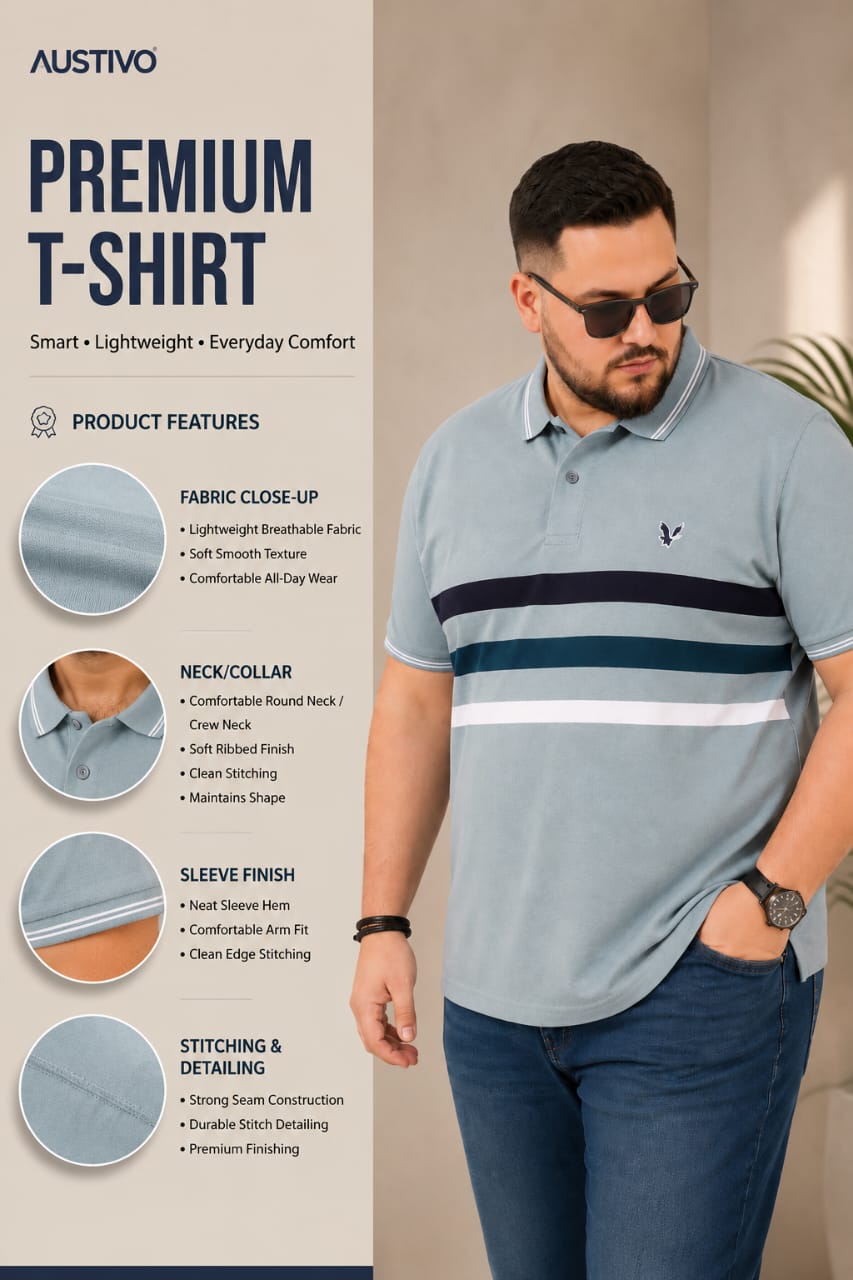Austivo Men's Polo Neck T-shirt