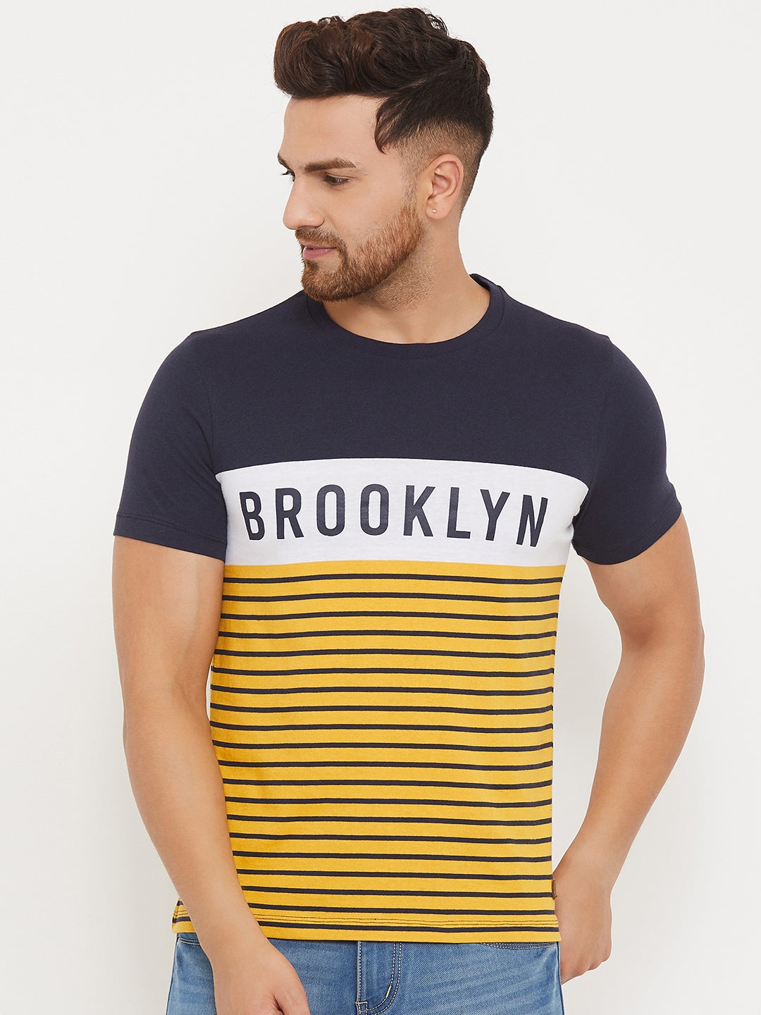 Austin Wood Men's Round Neck Striper T-shirt