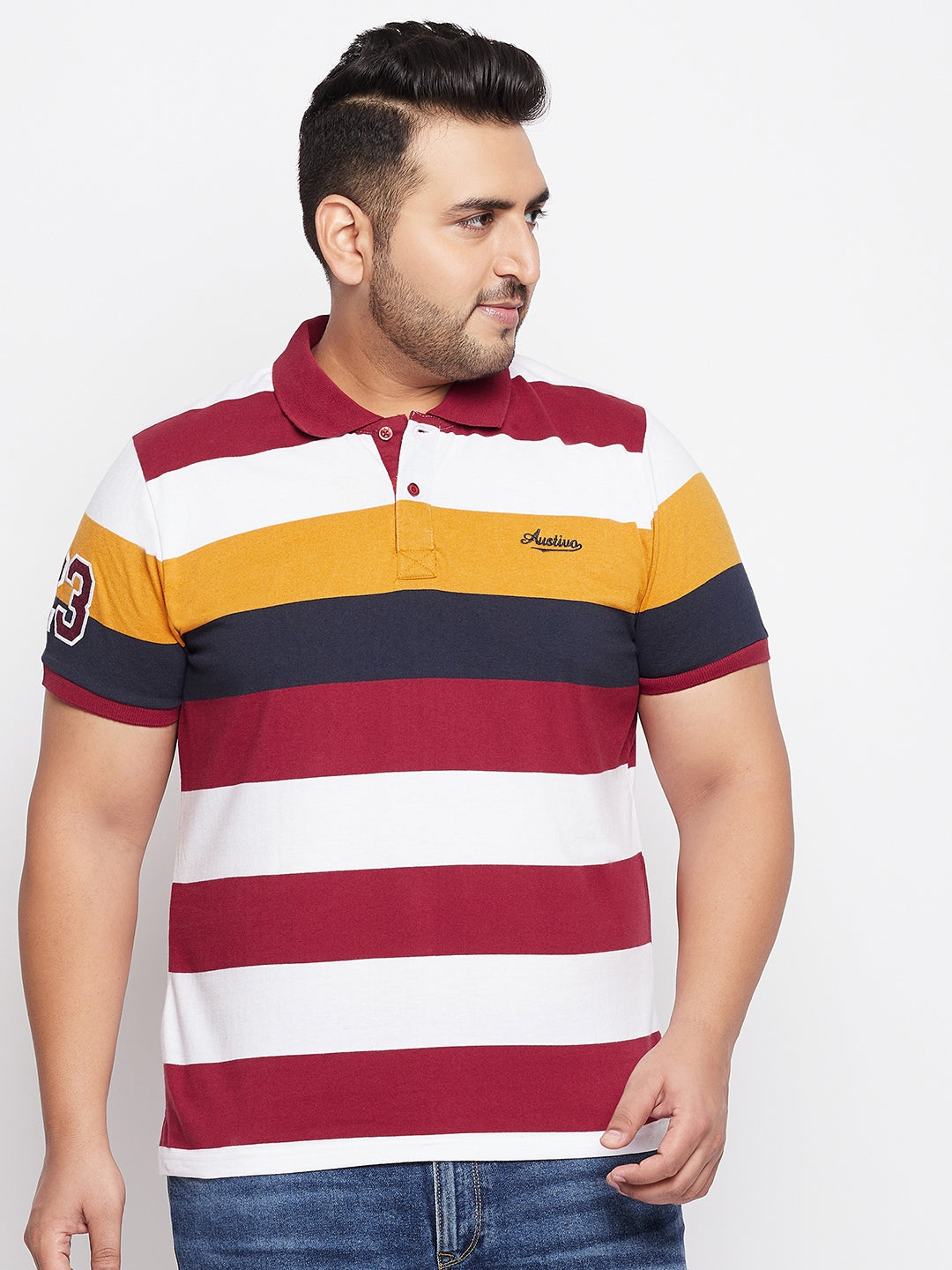 Austivo Men's Half Sleeves Polo Neck T-shirt