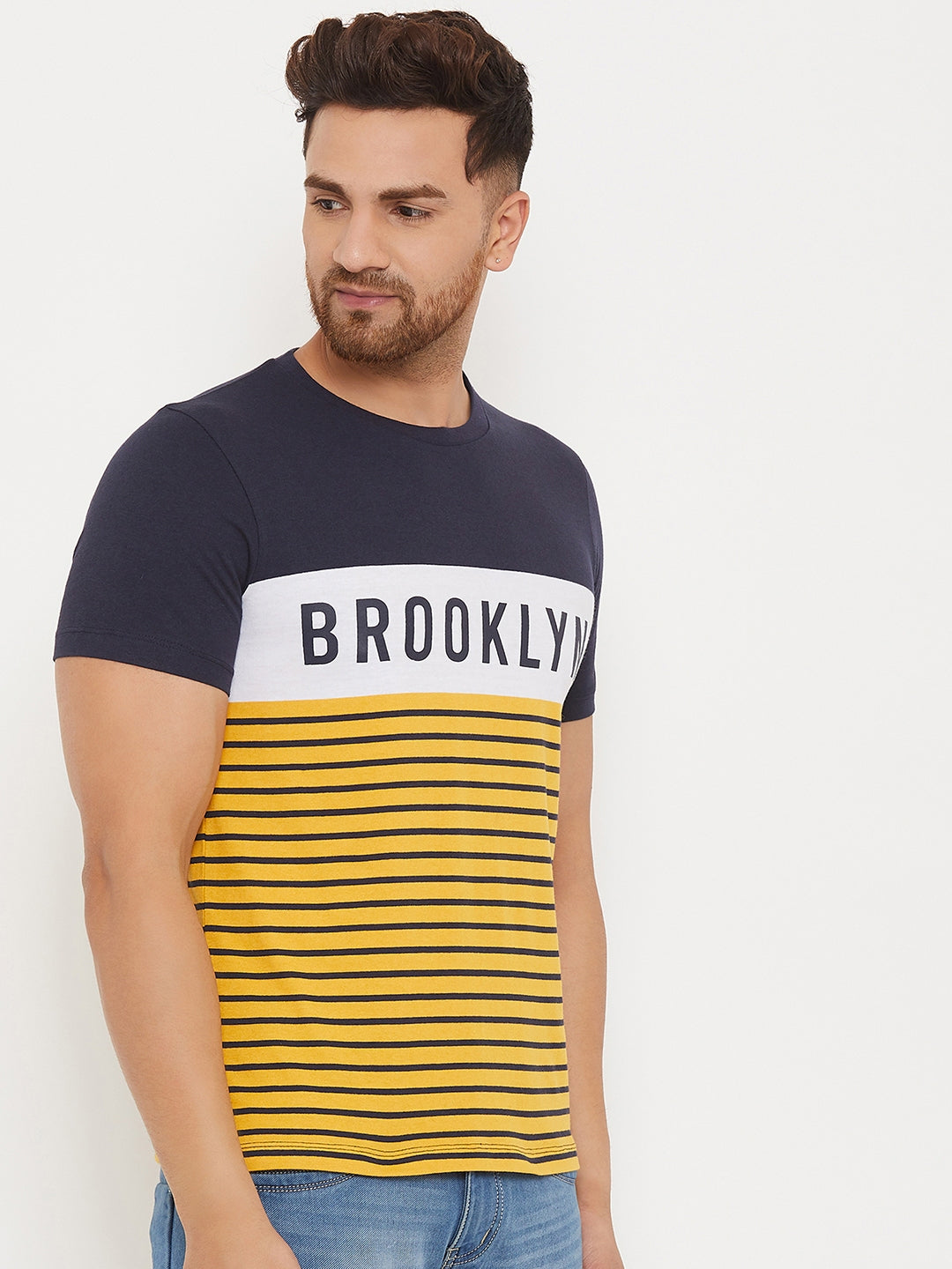 Austin Wood Men's Round Neck Striper T-shirt