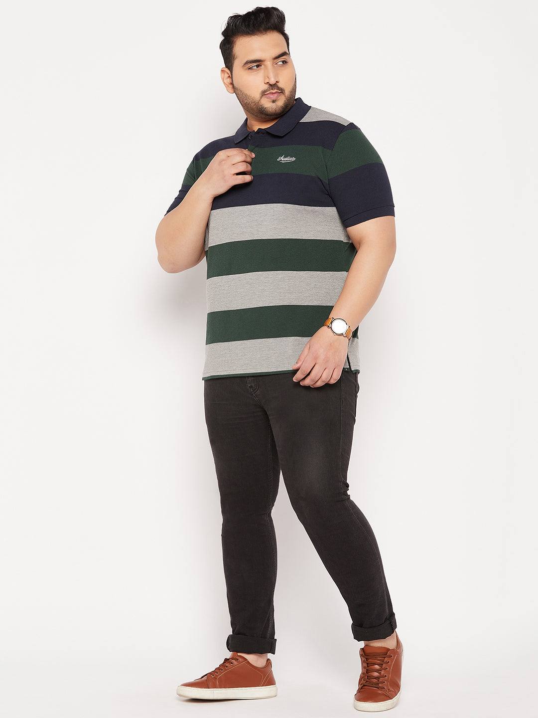 Austivo Men's Half Sleeves Polo Neck T-shirt